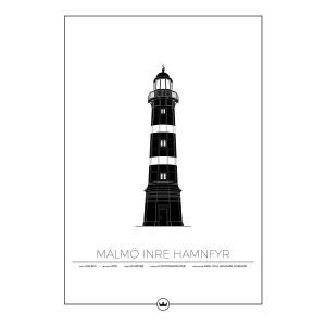 Sverigemotiv Malmö Inre Hamnfyr Poster Juliste 50x70 Cm