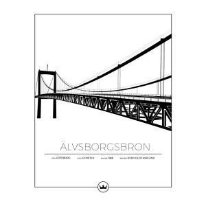 Sverigemotiv Älvsborgsbron Göteborg Poster Juliste 40x50 Cm