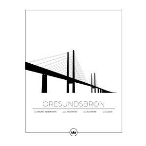 Sverigemotiv Öresundsbron Malmö / Köpenhamn Poster Juliste 40x50 Cm